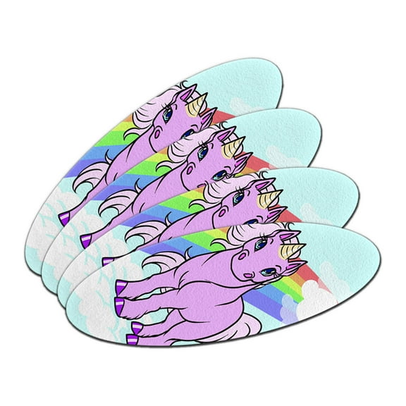 Cute Pink Unicorn On Rainbow And Cloud Oval Nail File Emery Board 4 Pack