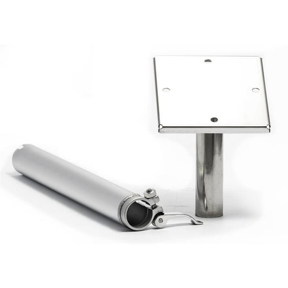 Camco Marine Support de Barbecue 58180 Kuuma; Compatible avec Grilles Kuuma Stow N Go; Plaque de Montage en Acier Inoxydable et Tige d'Extension en Aluminium; avec Matériel de Montage; avec Emballage en Anglais/français