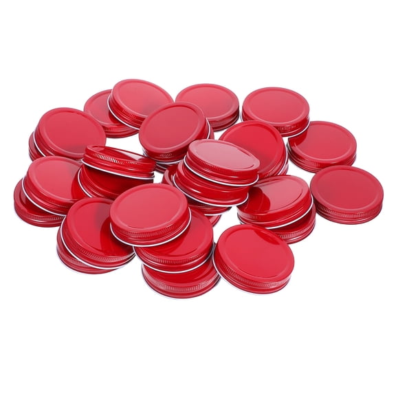 TABLZONE 30Pcs Red Mason Jar Lids Metal Leakproof Screw Caps for Airtight Jam Bottle Storage