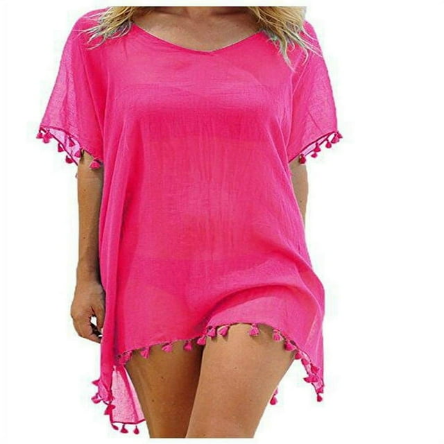 PENGXIANG Maillot de Bain Femme Robe de Plage Maillot de Bain Été Mini Robe Ample Unie Paréo