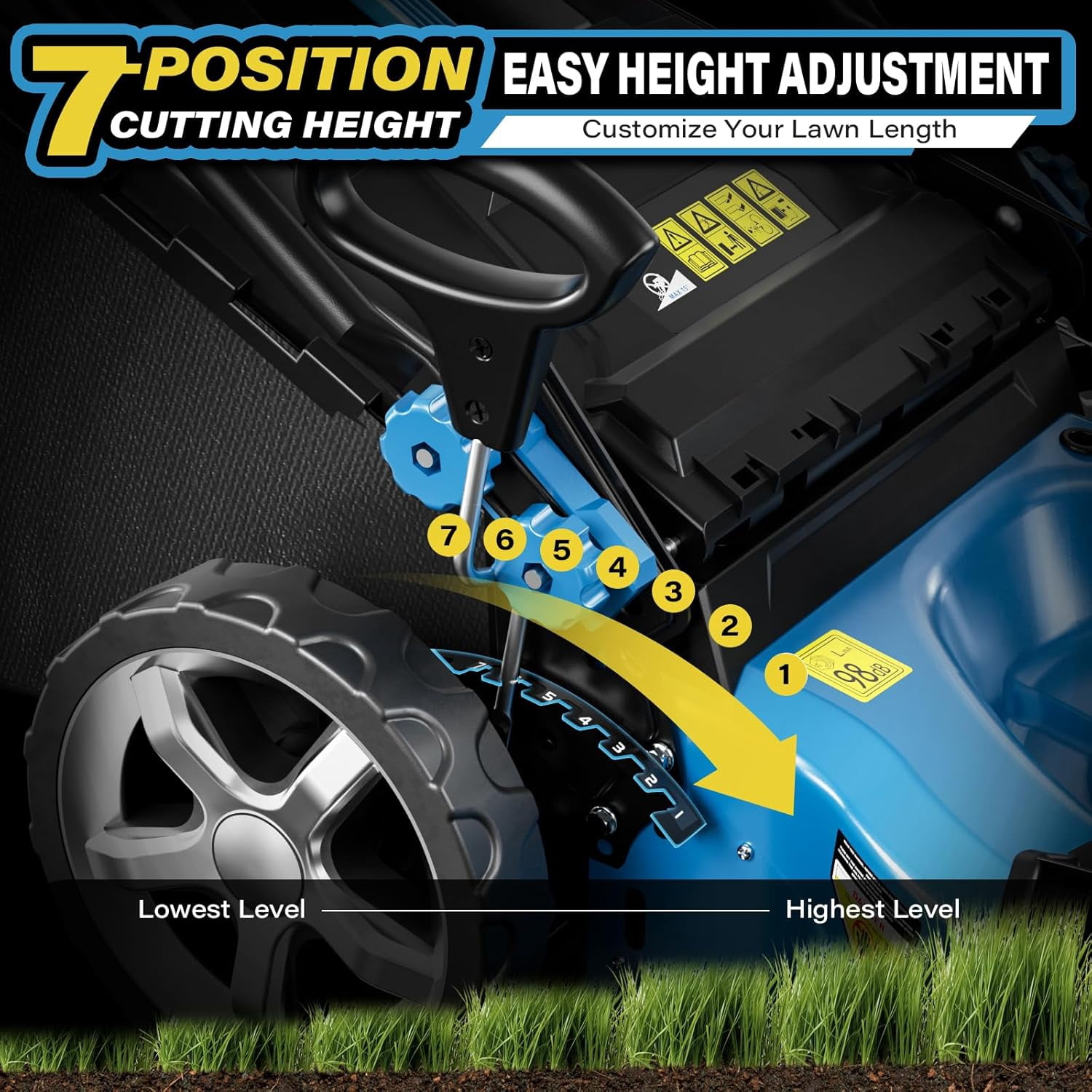 Professional Self-Propelled Gas Lawnmower, 21-Inch Cutting Deck, 201cc 4-Cycle Engine, 7 Levels Adjustable Cutting Height, 3-in-1 Functions (Bagging, Mulching and Side Discharge)