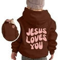 thumbnail image 4 of Byoo Hooded Sweatshirt for Girl Cozy Loose-Fit Hoodie with Jesus Loves You Letter Graphic Shirt Casual Outings Top, 4 of 4
