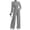 Gray, variant on Bloomae Women's Long Sleeve Turtleneck Jumpsuit - Stretchy Ribbed Wide-Leg Casual One-Piece Back Cutout Rompers Loose Fit Overall Pants with Pockets