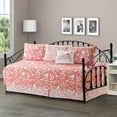 thumbnail image 2 of Home Soft Things 6-Piece Reversible Quilted Daybed Set w/ Bedskirt, Shams & Pillow - Birdsong Coral, 75"x39", 2 of 7