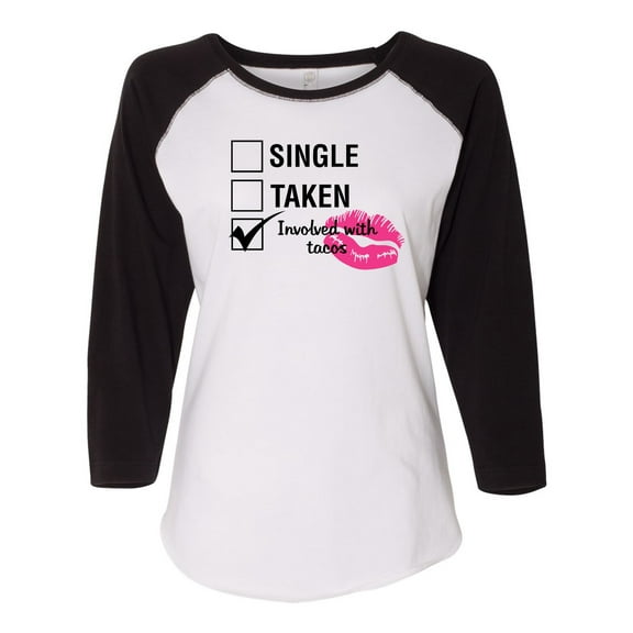 Involved with Tacos Valentine's Day Women's Raglan Shirt-White/Solid Black-Medium