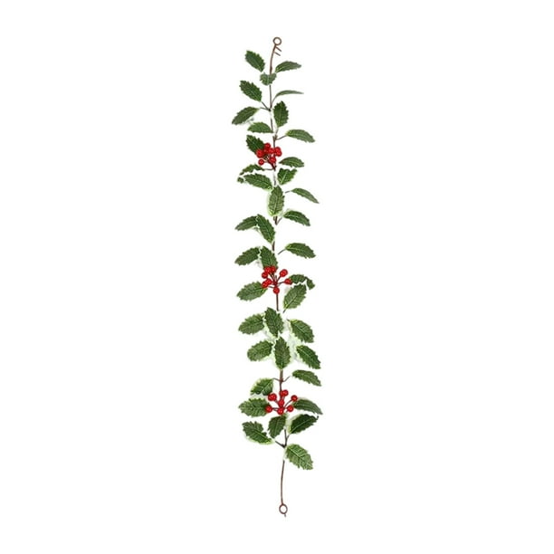 Videira decorativa tipo A de 100 cm con bayas rojas para colgar en casa en Navidad, con hojas verdes y bayas rojas