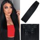 thumbnail image 1 of Extensiones de cabello con clip Windtouch, cabello humano real n.° 1, color negro azabache, 15 pulgadas, 7 unidades, 75 g, cabello humano liso Remy, extensiones de clip suaves y naturales, cabello hum, 1 of 1