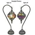 thumbnail image 5 of SILVERFEVER Mosaic Turkish Lamp Moroccan Glass Swan Neck Lantern for Table Desk Bedside Bronze Base Bundle with E12 Light Bulb Orange Green Shades, 5 of 10