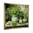 thumbnail image 2 of Designart "Herbal Pottery Delights III" Floral Framed Wall Art Decor - Traditional Green Herbs Hallway Framed Wall Art Decor, 2 of 6
