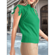 thumbnail image 5 of Suéter Sin Mangas para Mujer, Cuello Alto, Punto , Flecos, Corta, Estilo Bohemio, Moderno, Verde, Talla L, 5 of 10