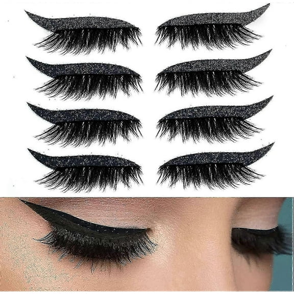 4 Pair Reusable Eyelash Stickers Glitte Eyeliner Invisible Tape Self Adhesive Makeup Tool