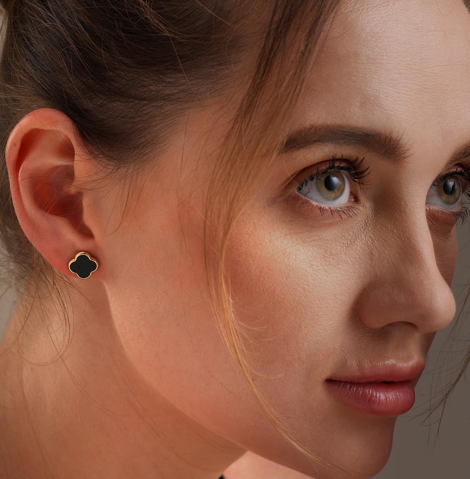 LeCalla 925 Sterling Silver Stud Earrings Women | Black Mother of Pearl Clover Earring