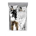 thumbnail image 2 of Ambesonne Modern Fitted Sheet & Pillow Sham Set, Fashion Model Paris Girl, Twin, Grey White, 2 of 3