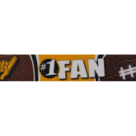1 1/2 Inch Black and Gold Football Fan Polyester Webbing Closeout