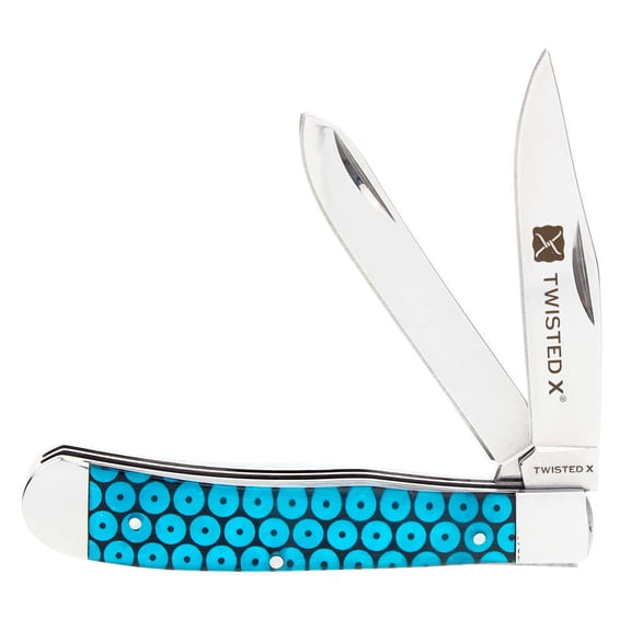 Twisted X Blue Sequin Double Blade Trapper Knife XK411