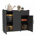thumbnail image 3 of Craftian Rattan Wicker Patio Organizer Storage Cabinet with 2 Doors, Foldable Drawer, Weather-proof Rattan Bar Table, Storage Box - Black, 3 of 10