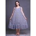 thumbnail image 5 of Bimba Lavender Blue6 Floral Leaves & Chrysanthemum Sleeveless Cotton Nightgowns For Women Printed Mid-Calf Length Sleepwear Small, 5 of 6