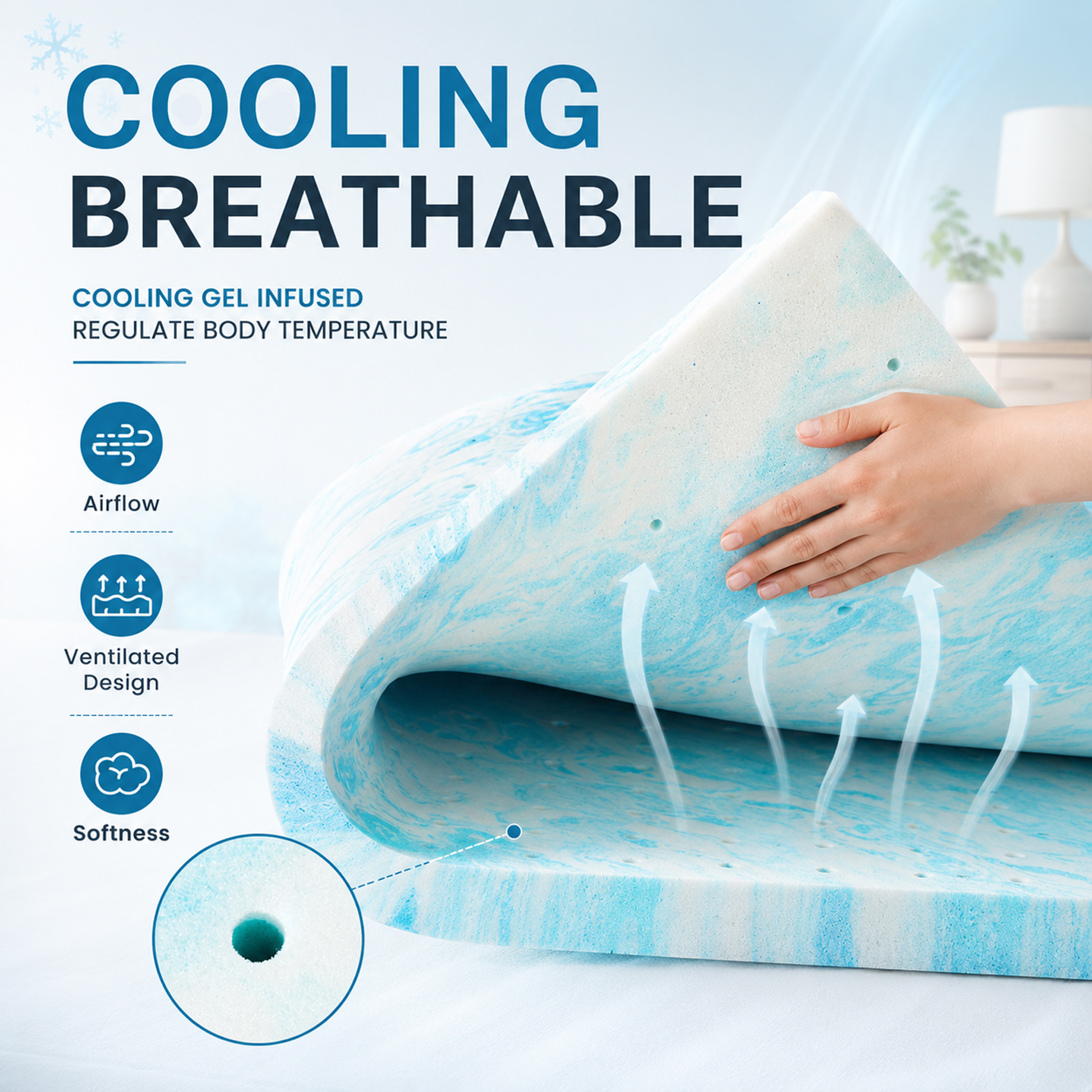 Concetta 3-Inch Twin Memory Foam Mattress Topper with Cooling Gel photo 6