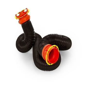 Camco RhinoFlex 10-Foot Sewer Hose Extension with Swivel Bayonet and Lug | Orange and Black (39763)