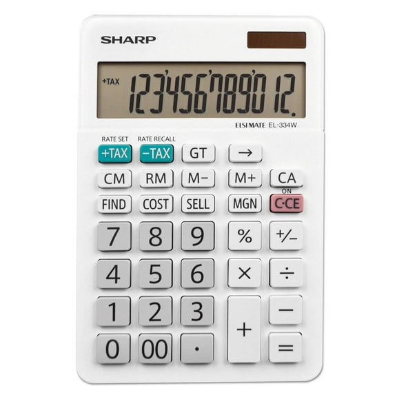Sharp El-334w Large Desktop Calculator, 12-Digit Lcd