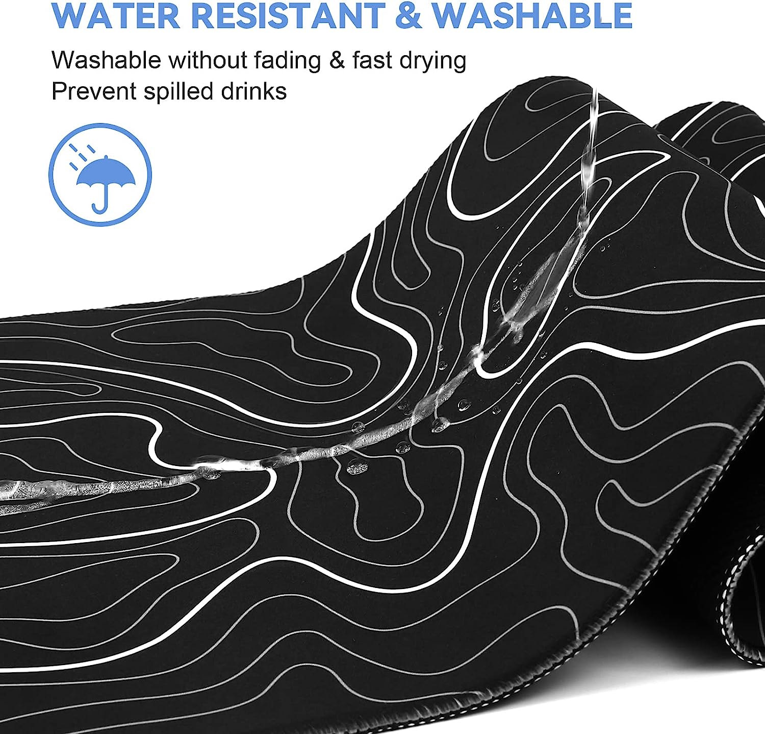 Mouse Pad Gaming Keyboard Pad 31.5 x 11.8in Topographic Mouse Pad Black White Mouse Mat for Keyboard with Anti-Slip Rubber Base,Big Mouse Pad Long Mouse Pad Mouse Mat