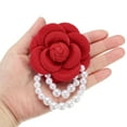thumbnail image 4 of Uxcell Fabric Camellia Flower Brooch Elegant Pearl Tassel Pin Floral Corsage Bracelet Dual Use for Women, Red, 4 of 7
