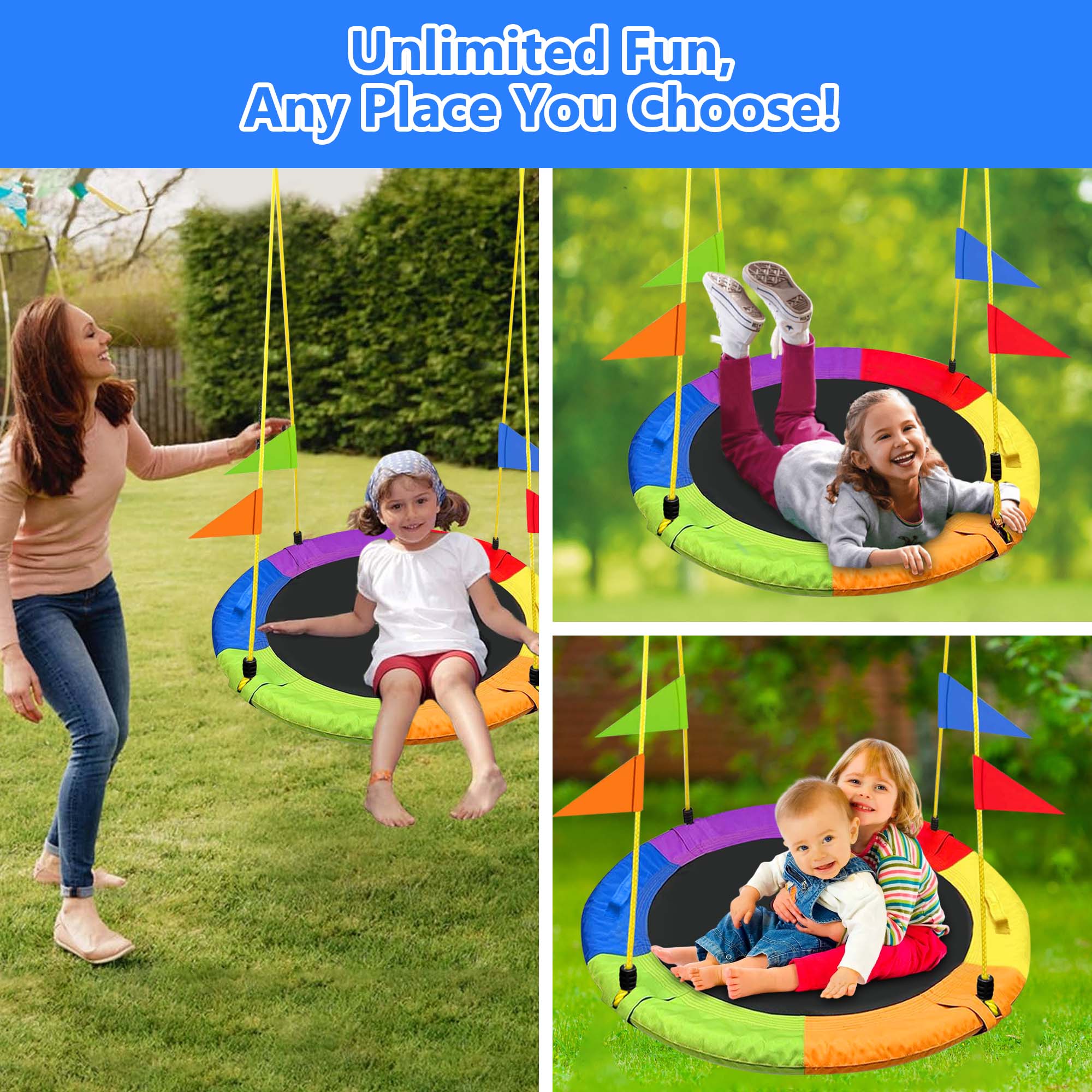 GVDV 40-Inch Saucer Swing with Steel Frame photo 2