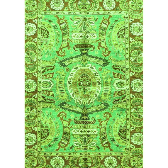 Ahgly Company Indoor Rectangle Abstract Green Modern Area Rugs, 5' x 8'