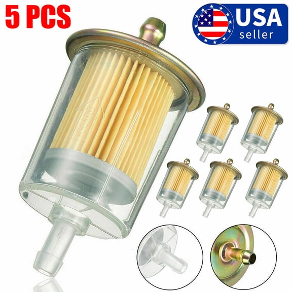 Airkoul 5pcs Motor Inline Gas Oil Fuel Filter Small Engine For 5/16'' Line Hose