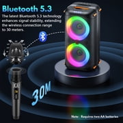 JYX Bluetooth Speaker, Dual 6.5 Subwoofer Portable Party Speaker System for Outdoor, Deep Bass Party Box with Led Lights, T27-T