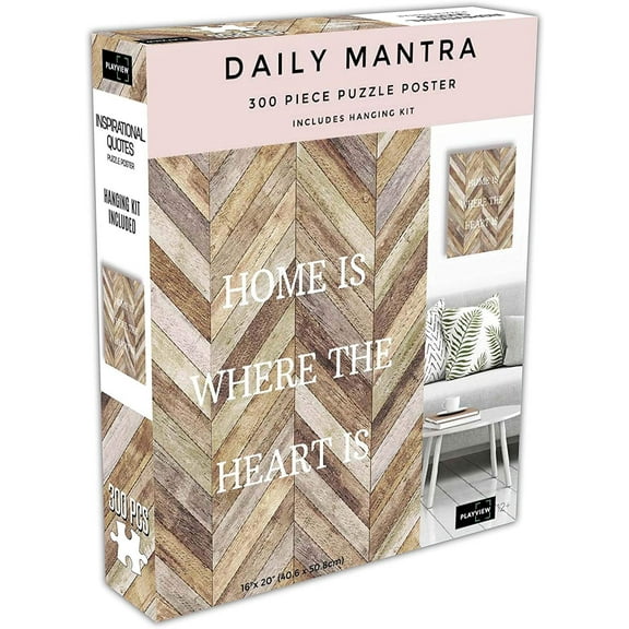 Daily Mantra - Home is Where The Heart is Puzzle Kit, 300 Piece Jigsaw Puzzle for Adults 16x20 inch Home Decor by KI Puzzles