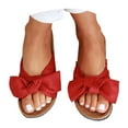 thumbnail image 2 of Slides Dress Sandals for Women 2025 Bow Knot Beach Summer Casual Cork Sole Slip on Flats Dressy Sandals, 2 of 6