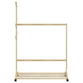 thumbnail image 3 of vidaXL Clothes Rack with Hooks and Wheels 100x35x157 cm Bamboo, 3 of 5
