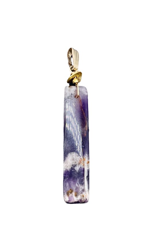 Chevron Amethyst 14K Gold Filled Rectangle | 3" Long | Purple/White | 1 Pendant|