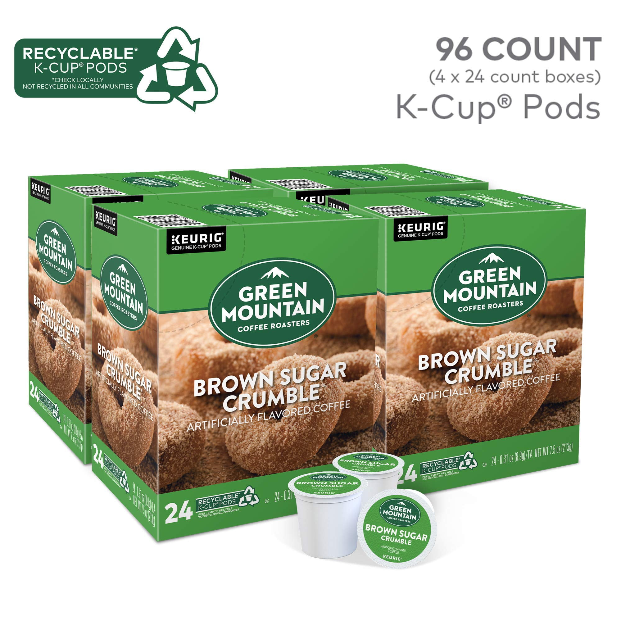 Green Mountain Coffee Roasters Brown Sugar Crumble Coffee, Keurig Single Serve K-Cup Pods, 96 Count (4 Packs of 24)