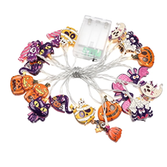 Halloween String Lights, Pumpkin Ghost Spider Bat Black Cat Decorative, 9.8 FT 20 LED Battery Powered, Indoor Outdoor Home Porch Party Mantle Spooky Holiday Decoration