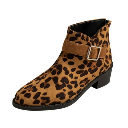 

Ediodpoh Ladies Autumn And Winter Fashion Suede Buckle Ankle Boots Temperament Casual Boots Boots for Lady Brown 8