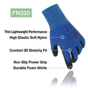 DEXFIT FN320 Blue Multipurpose Nylon Work Gloves (Firm Grip, Durable Foam, Small) - 3 Pairs