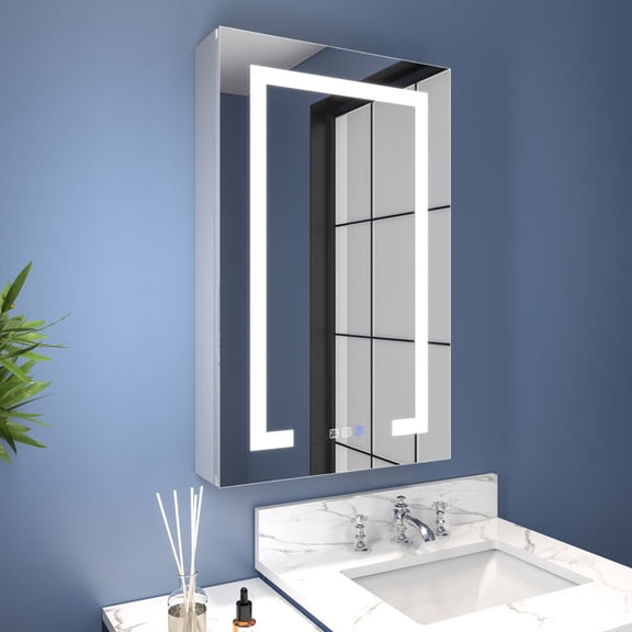 Bathroom Medicine Cabinet with Mirror and Lights 20" W x 32" H LED, Right Hinge - Boost-M2