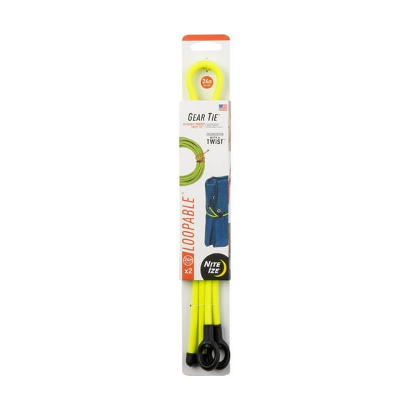 Nite Ize 2-Pack Gear Tie Loopable Twist Tie, 24" - Neon Yellow