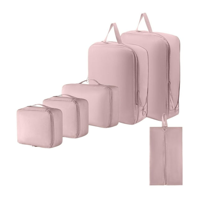 Luzkey Ensemble de 6 Pcs de Sacs de Rangement de Voyage Sac à Chaussures de Rangement pour Plage Randonnée Voyage Rose