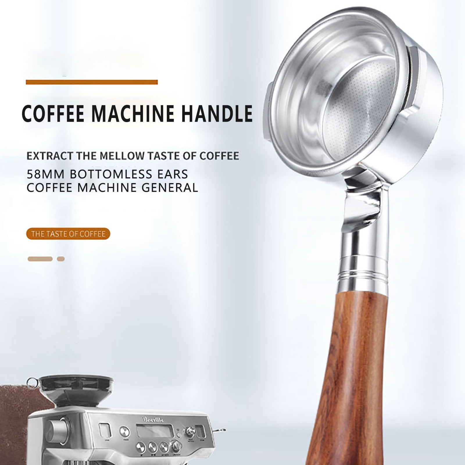 amousa Coffee Bottomless Handle, Stainless Steel Coffee Handle