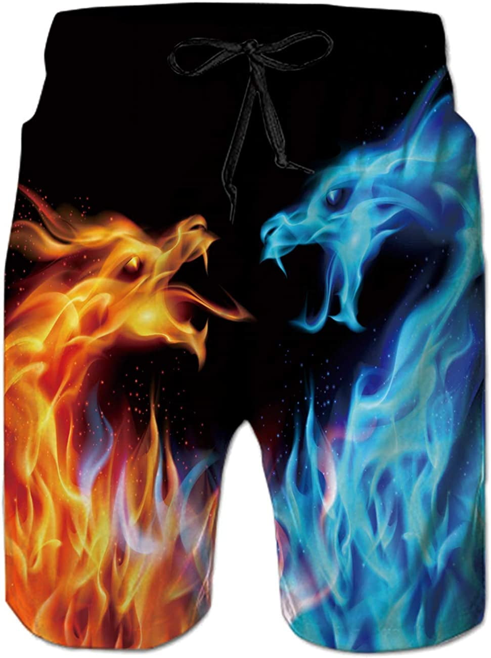 Men's DragonFireFlame Swim Trunks Summer Cool Quick Dry Board Shorts