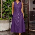 thumbnail image 1 of LOVZFMLL Dresses Women's Spring/Summer New Popular Hanging Strap Split Long Dress Solid Color Dress, 1 of 6