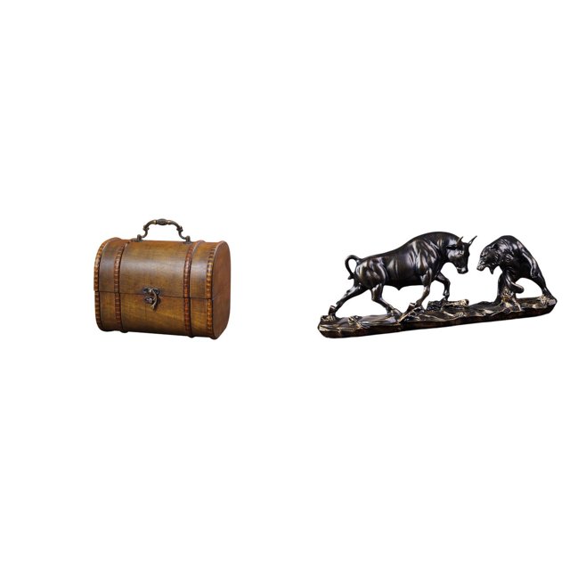 Organizador de joyas de madera vintage con figura de toro, estatua de oso y toro Feng Shui, esculturas modernas de vacas chinas para escritorio, regal