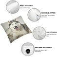 thumbnail image 4 of Nawypu Pillow Cover Decorative Square Pillowcase Cute Dog Siberian Husky White Animals Wildlife Paw Healthy Alaskan Sled Happy Domestic Pet Loyalty Soft Cushion Case for Sofa Bedroom Car 2pc, 4 of 6