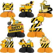 Construction Birthday Party Decorations 2 Year Old, 8pcs Construction Honeycomb Centerpieces, Dump Truck Birthday Party Table Topper, Construction Vehicle 2nd Birthday Party Supplies for Boys