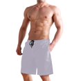 thumbnail image 2 of Dailycode Men's Quick Dry Swim Trunks Beach Shorts Casual Summer Board Shorts with Pockets, Light Purple, 2 of 8