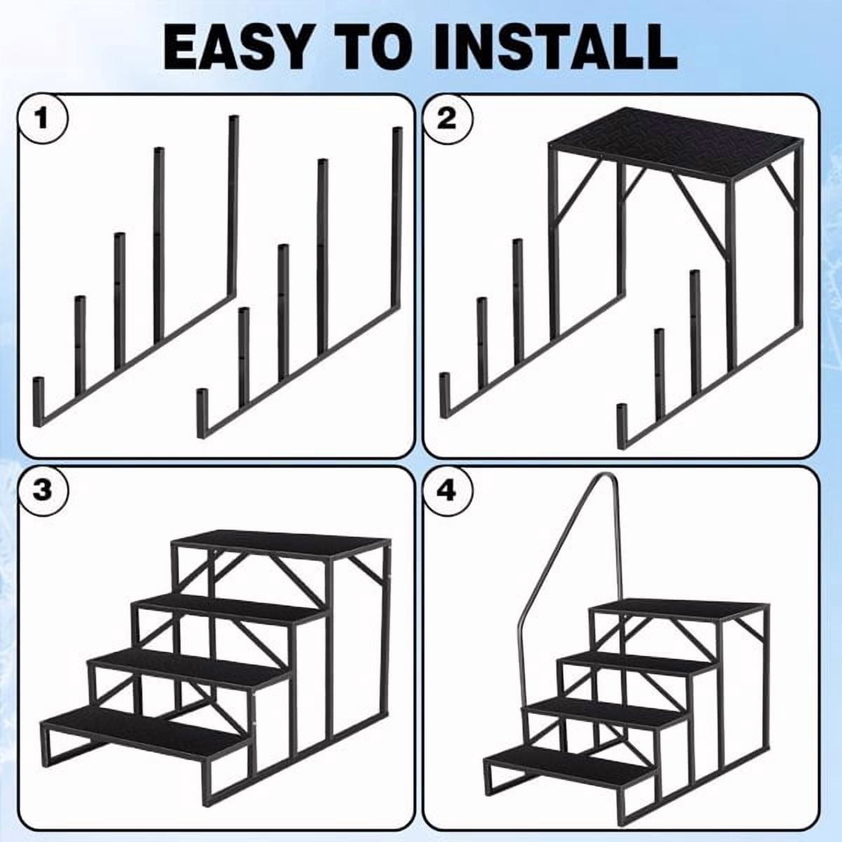 Swimming Pool Ladder Above Ground, RV Steps with Handrail, Pool Step Hot Tub Steps, 660 lbs Weight Capacity Camper Step Stool Mobile Home Stair for Getting High