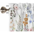 thumbnail image 2 of Kitchen Curtains and Valances Set, Flower Leaves Spring Colorful Floral Summer Farm Short Rod Pocket 3 Pieces Window Curtain Set for Bedroom, Bathroom, 36 Inch Long, 2 of 5